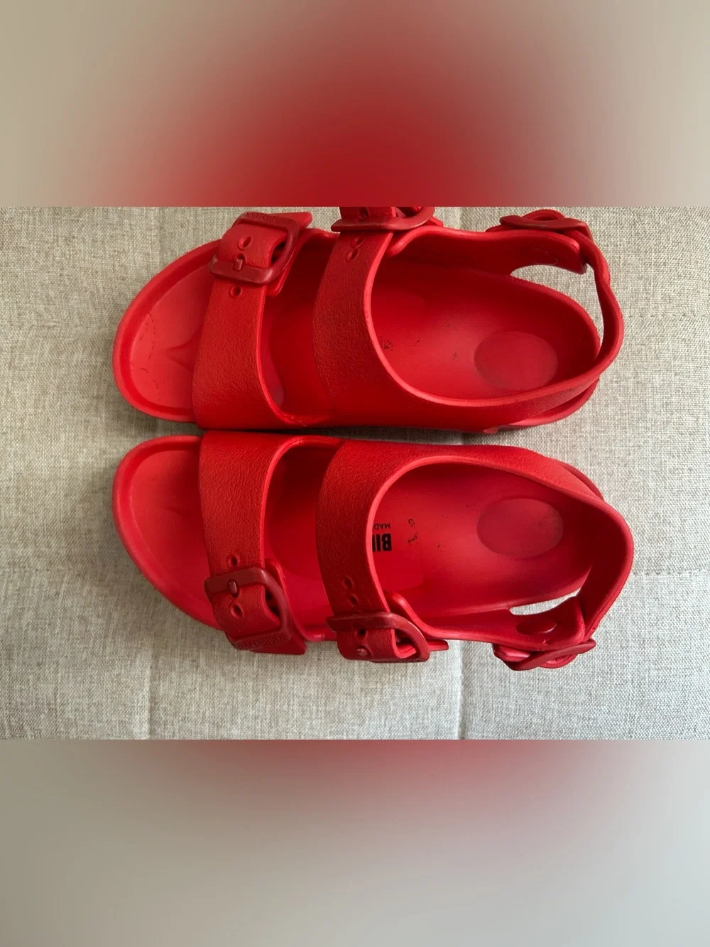 Birkenstock Kids Red Two-Strap EVA Sandals size 28